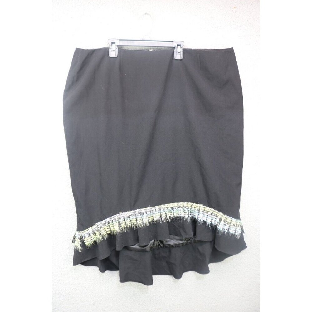 Ashro Black Ruffle Hem Skirt-Size 20-Lined-Whimsigoth-Witchy
